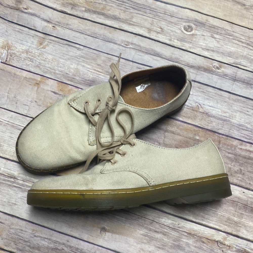 Dr. Martens Beige Canvas Lace-Up Shoes